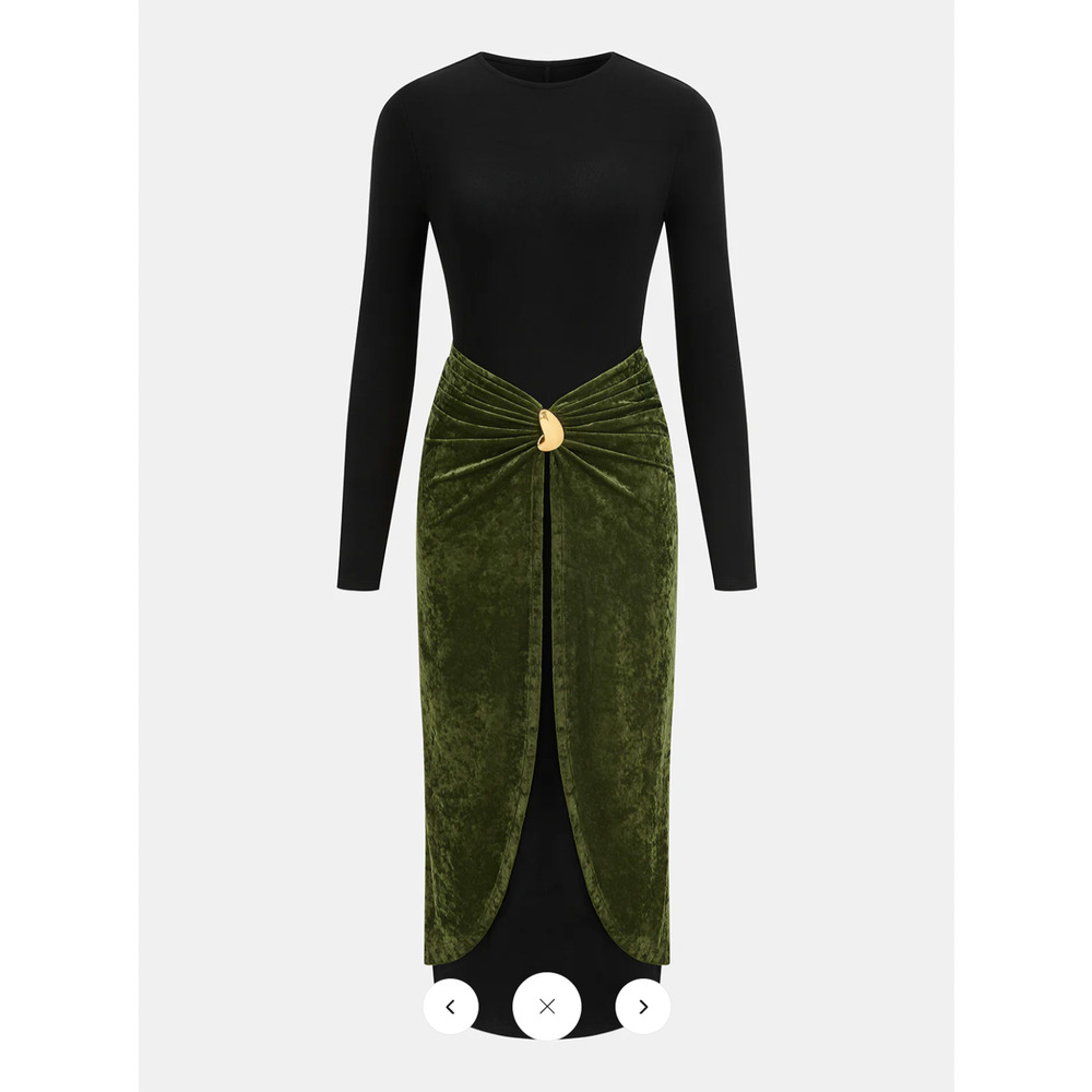 Copied - NWT Commense Metal Detail Color-Block Velvet Panel Dress Sz S